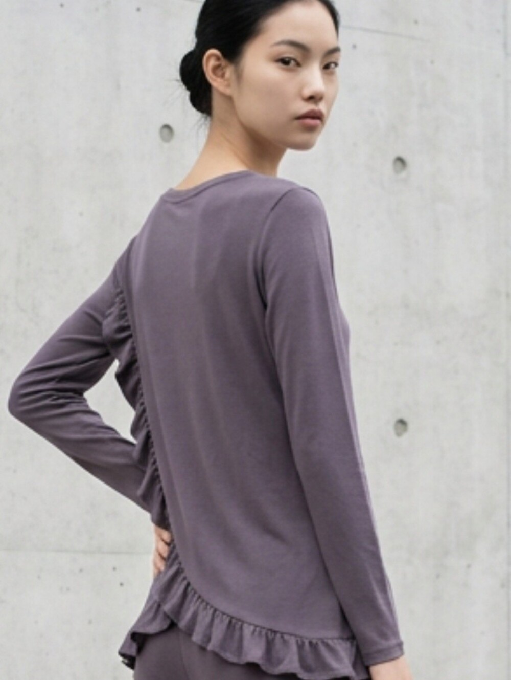 Loft Gray Long Sleeve Ruffled Womens Top Size SP